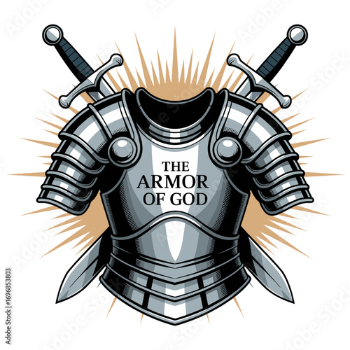 The Armor of God Christian Symbol with Knight's Chest Plate and Swords religious text faith