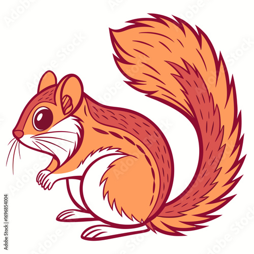 Cute cartoon chipmunk with bushy tail