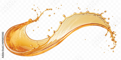 realistic smooth liquid honey splash in curve style isolated on transparent background