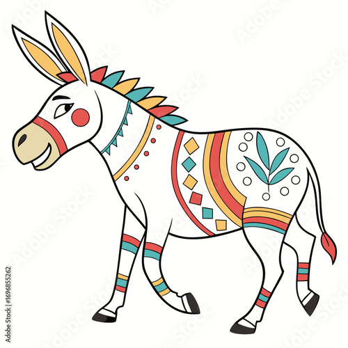 Colorful donkey with traditional patterns