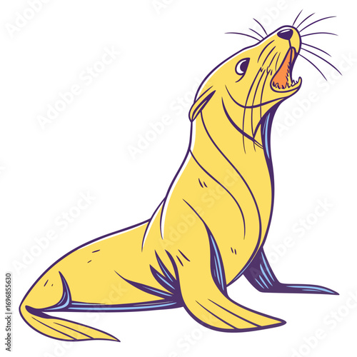 Yellow sea lion roaring