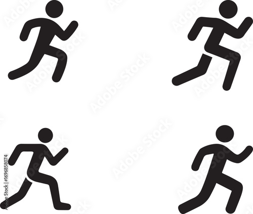 Minimalist silhouette of a person running dynamic motion vector art