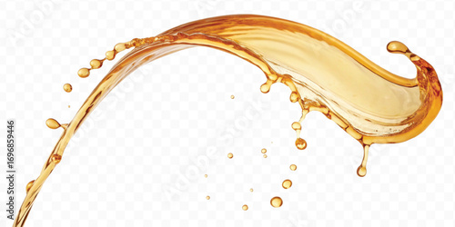 realistic smooth liquid honey splash in curve style isolated on transparent background