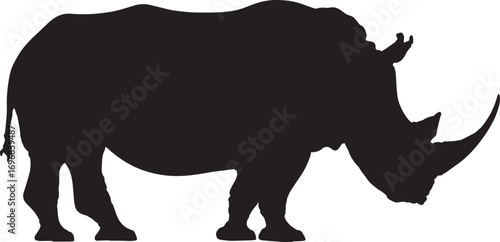 Simple flat rhinoceros silhouette illustration vector graphic design