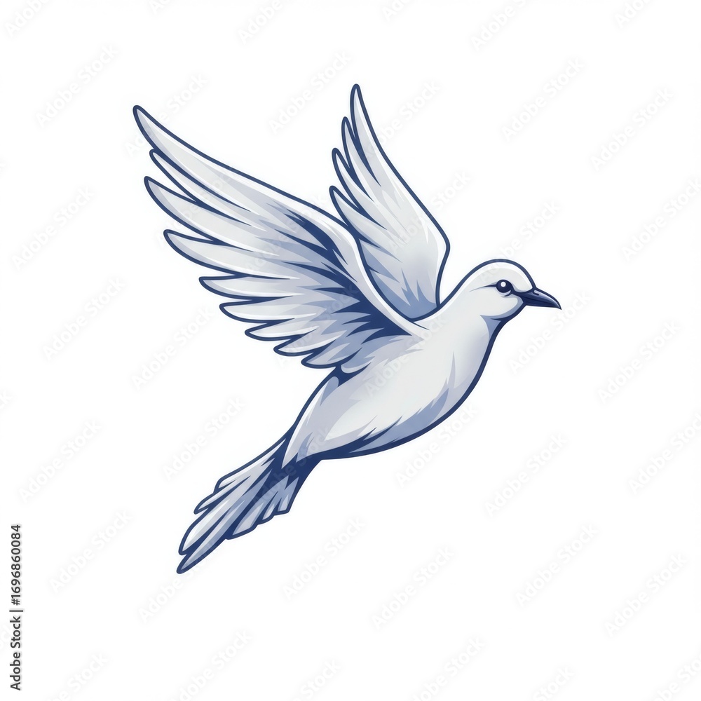 Fototapeta premium Pixel Art Illustration of a White Dove in Flight on a Clean Background
