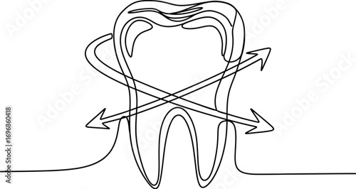 Toothache pain relief dental health oral care single line art