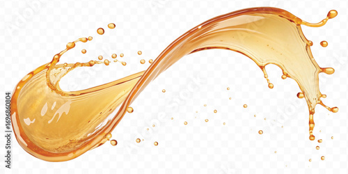 realistic smooth liquid honey splash in curve style isolated on transparent background