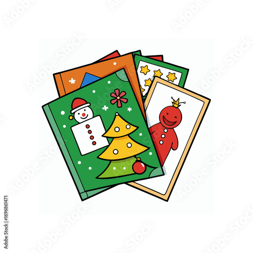 Hand drawn christmas stamp collection