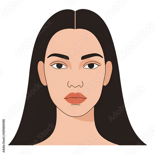 Woman Portrait Neutral Expression Dark Hair