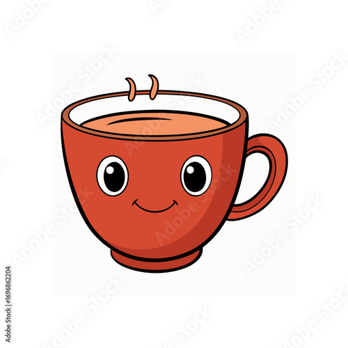 Cute coffee mug with face illustration design template vector