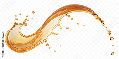 realistic smooth liquid honey splash in curve style isolated on transparent background