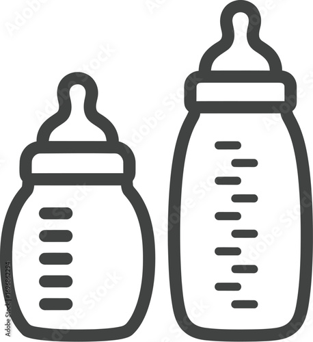Baby bottles illustration for feeding infants and newborns milk