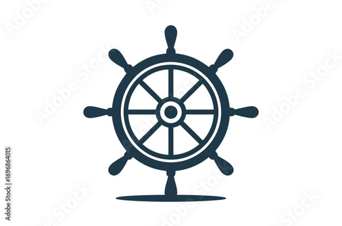 Simple Black Steering Wheel Icon Against a Light Gray Background