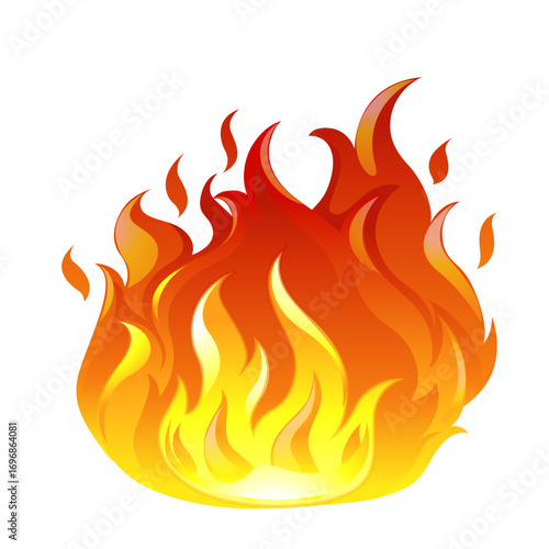 Vector illustration of burning fire flames in red and orange