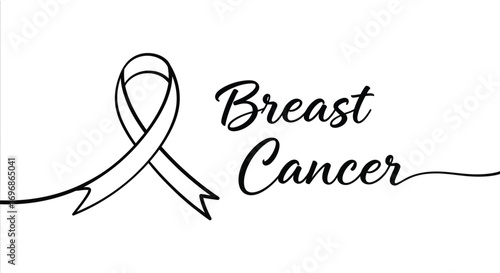 Breast cancer awareness ribbon support hope medical illustration