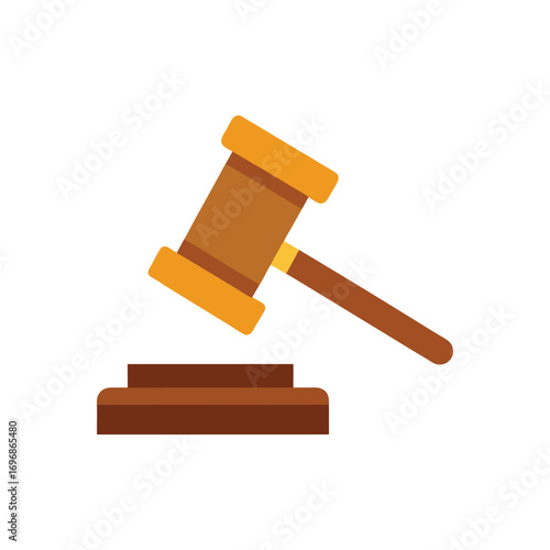 wooden gavel and hammer vector art illustration 