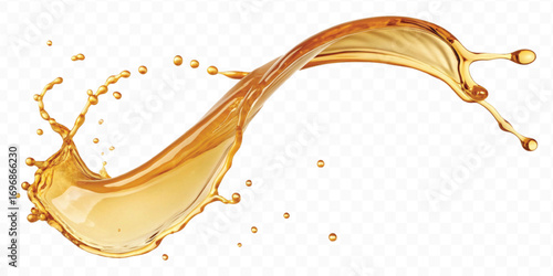 realistic smooth liquid honey splash in curve style isolated on transparent background