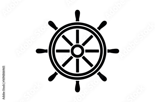 Simple Black Steering Wheel Icon Against a Light Gray Background