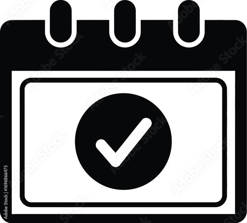 Simple calendar icon with a checkmark indicating a scheduled event or deadline.