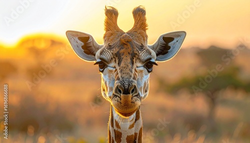 Close up of a giraffe with the sun behind it makes for a stunning wildlife image in the African savanna