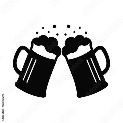 Clinking Beer Mugs Cheers silhouette vector