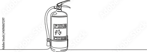 Fire extinguisher continuous line drawing safety prevention tool