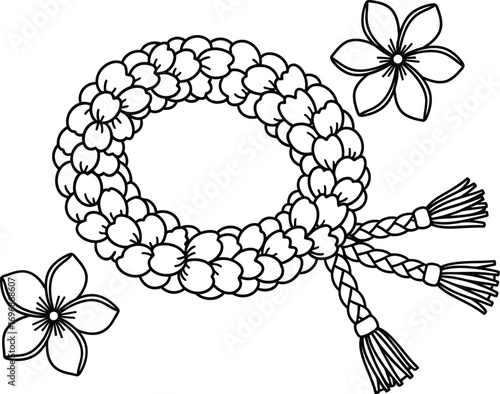 Drawing of jasmine garland thai traditional flower offering art