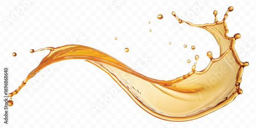 realistic smooth liquid honey splash in curve style isolated on transparent background