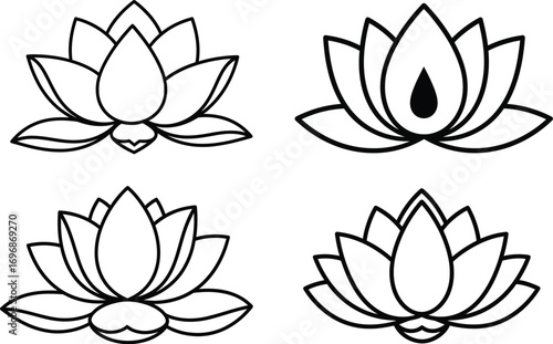 Serene lotus flower illustrations symbolizing purity and enlightenment
