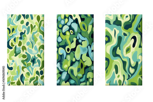 Minimalist green abstract camouflage pattern seamless vector design isolated transparent background, png