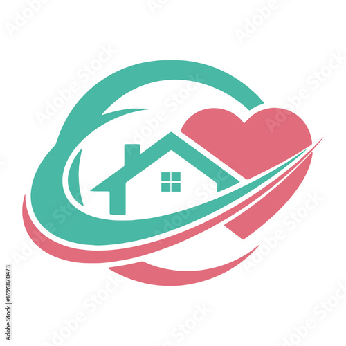Heart and Home Care Logo Vector Love and Housing Support Symbol