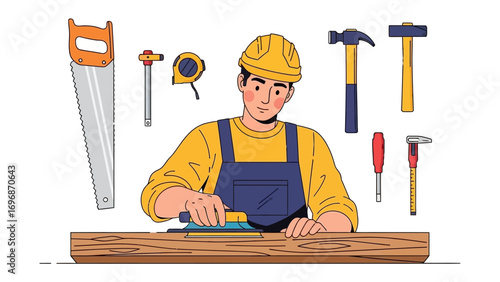 Craftsman's Workshop: A skilled craftsman meticulously works with tools, transforming raw materials into a finished product.