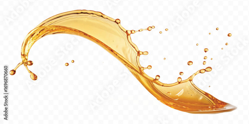 realistic smooth liquid honey splash in curve style isolated on transparent background