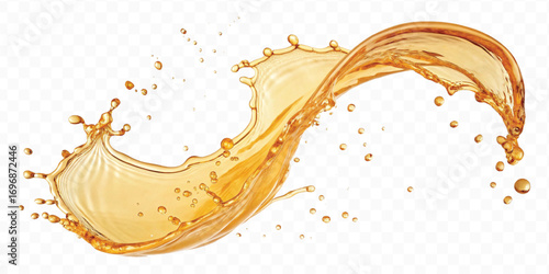 realistic smooth liquid honey splash in curve style isolated on transparent background