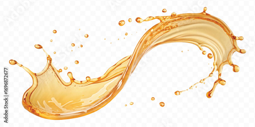 realistic smooth liquid honey splash in curve style isolated on transparent background
