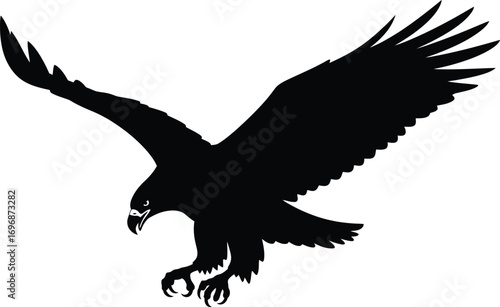 Majestic eagle silhouette soaring gracefully with wings spread wide