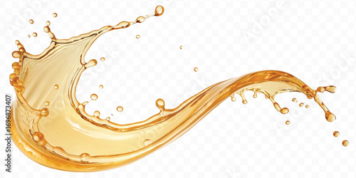 realistic smooth liquid honey splash in curve style isolated on transparent background