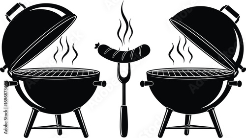 Barbecue grill sausage vector illustration summer cookout party