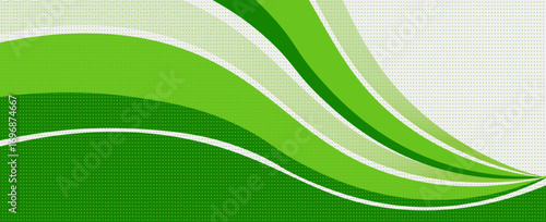 Abstract white and Green wave wide background banner.