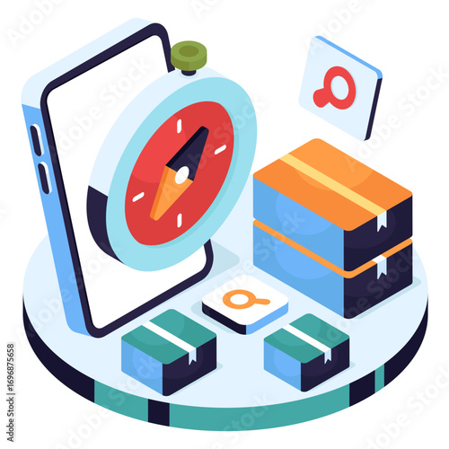 isometric design icon of logistic orientation