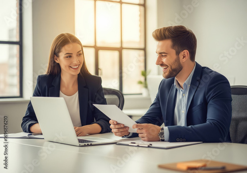 Young Professionals Collaborating in Modern Office
