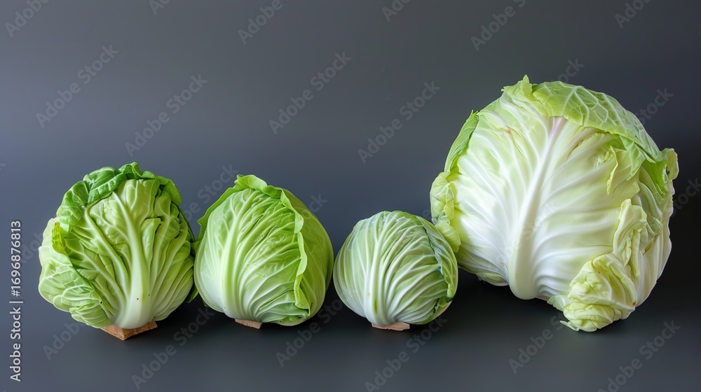 Fototapeta premium Chinese Cabbage (Napa Cabbage): Crisp, Mild-Flavored Veggie for Stir-Fries, Soups & Kimchi. Nutritious, High in Fiber & Vitamins. Easy to Cook, Ideal for Salads