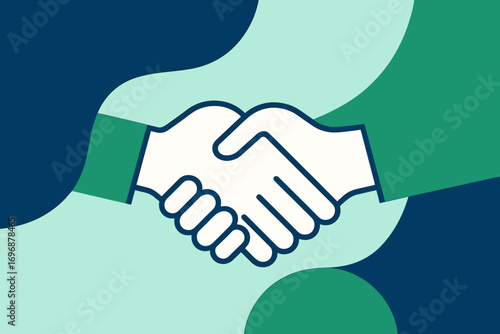Handshake representing business partnership and cooperation on abstract colorful background
