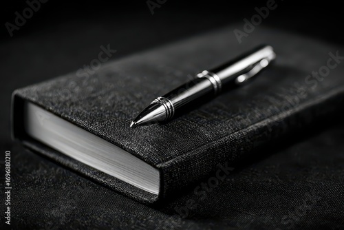 Black Pen on Closed Notebook.