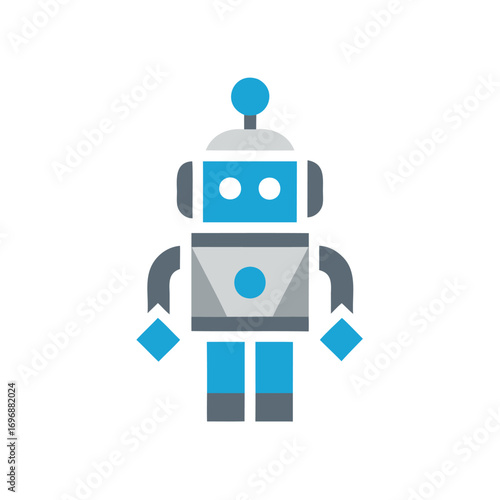 Cute blue and gray robot character with antennas