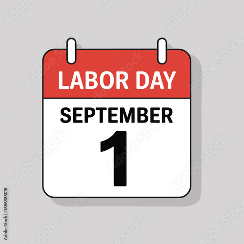 Labor Day Calendar Icon - September 1st Celebration