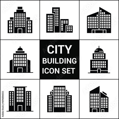 City Building icon vector set, apartment illustration Logo, Editable stroke. Vector illustration