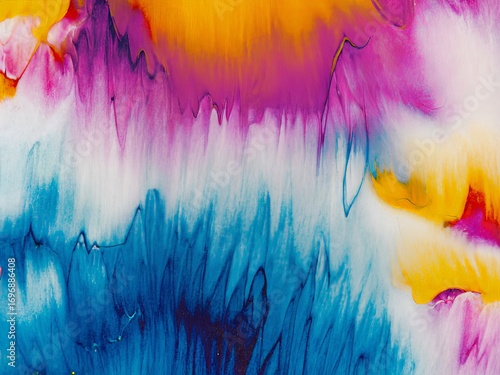 Abstract expressionist painting depicting fluid and dynamic color transitions