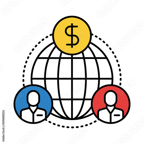 Business Network Icon for global connections, professional networking, and corporate partnerships to drive business growth and development.