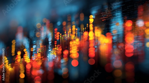 Vibrant digital data streams pulse with vibrant energy, representing dynamic growth and futuristic technology in abstract visuals